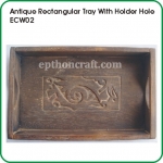 Antique Rectangular Tray with Holder Hole